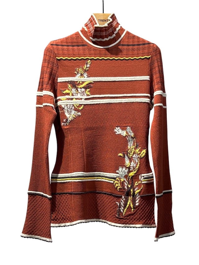 【25AW】Mame Kurogouchi マメ クロゴウチ / Floral Motif Intarsia Knitted High Neck Top / ハイネックトップス