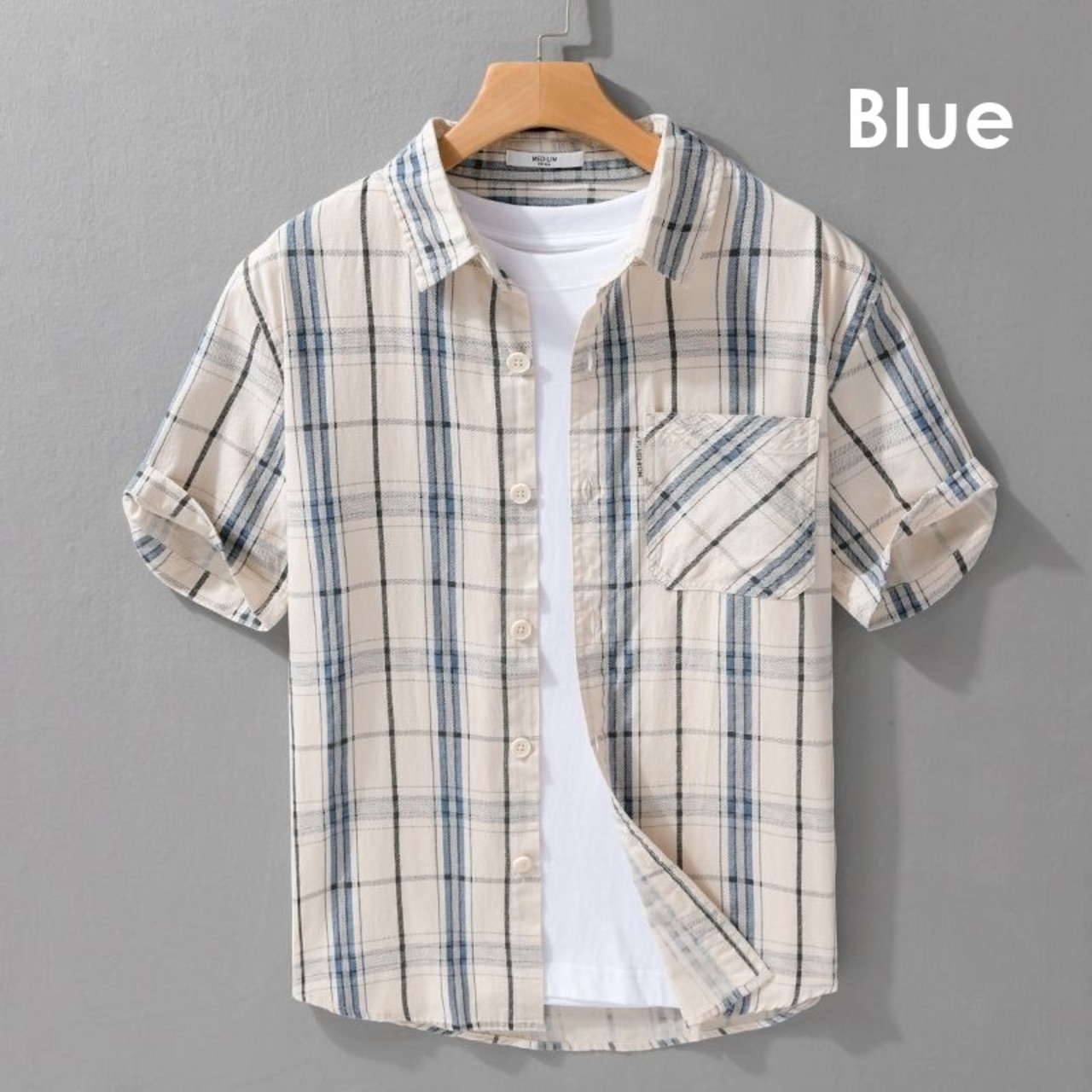【M-3XL】Modern Check Short Sleeve Shirt / モダン チェック 半袖 シャツ