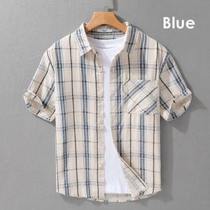 【M-3XL】Modern Check Short Sleeve Shirt / モダン チェック 半袖 シャツ
