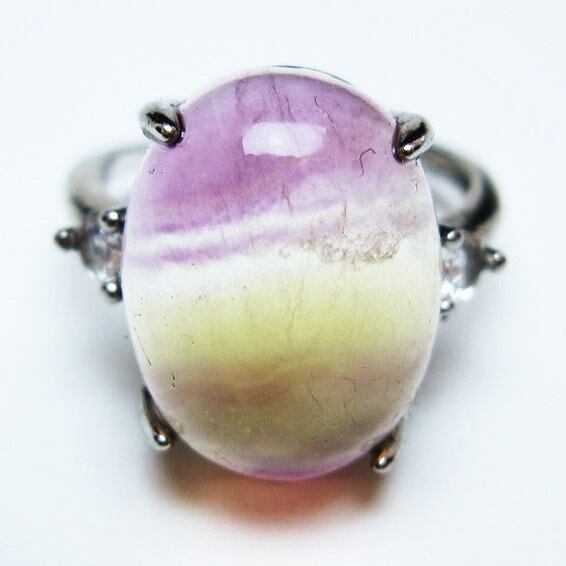 フローライト リング 蛍石 指輪 フリーサイズ 17号 一点物 メール便可 [M便 1/20] 115-7076