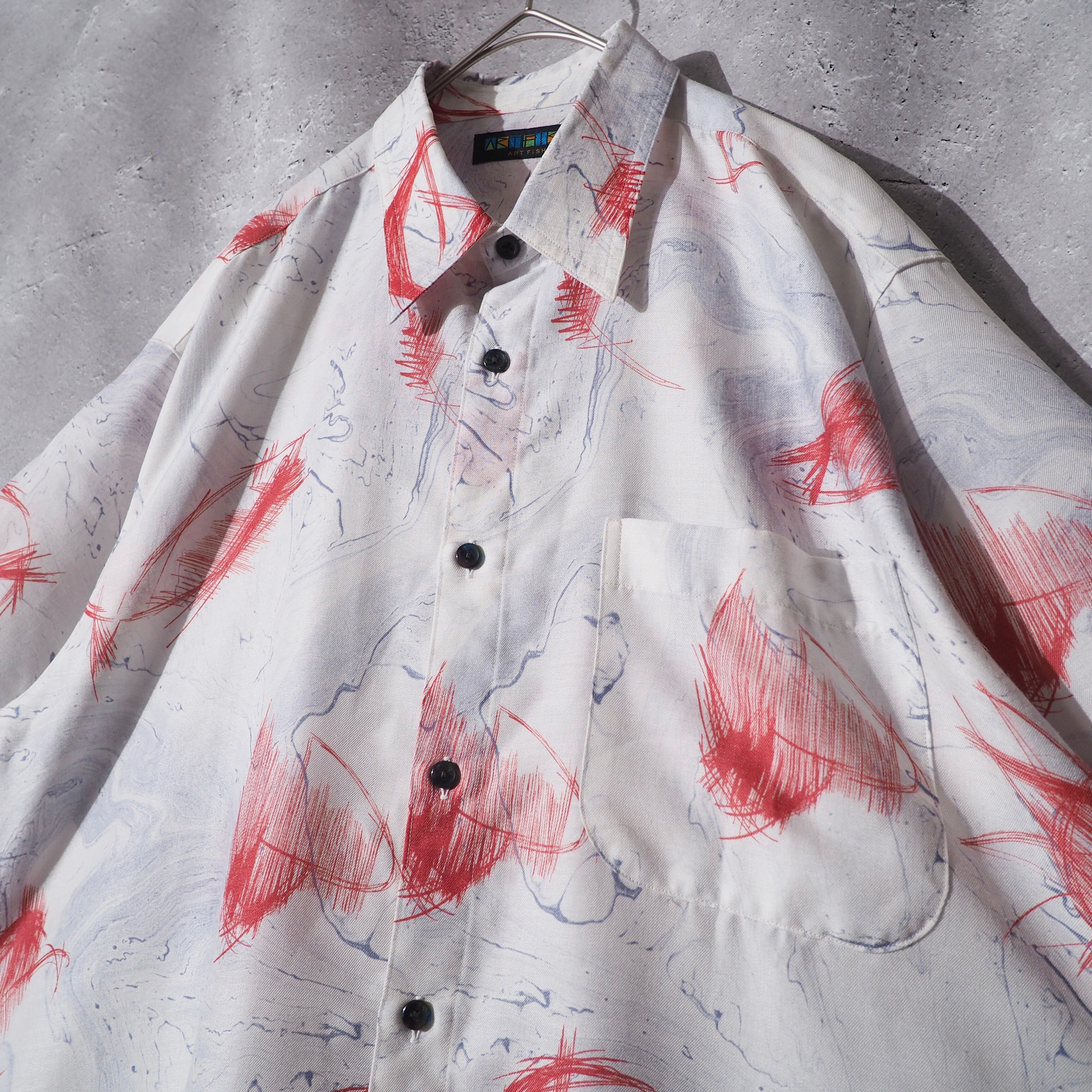 1990s Contemporary art printed box silhouette shirt