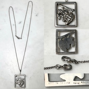 vintage Mexican silver grapes motif pendant necklace