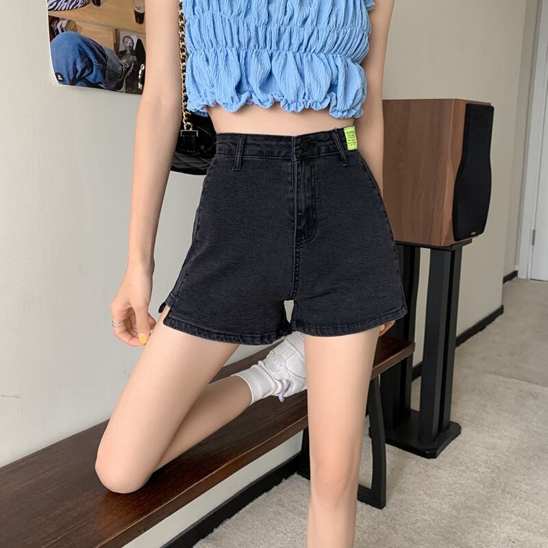 ブルーショーツ サマー薄手レッドハイウェストウェストパンツ ルーズ 夏物 ブルマー 試着室52757180783