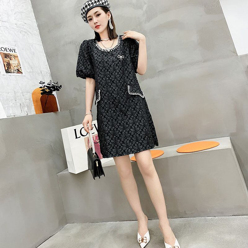 サマーカラーパターンダークFlowerデザイン ドレス ベルト 半袖スリーブスカート ハーフスリーブ 夏物 ハーネス フラワーデザイン ミックスインファッション14078617867