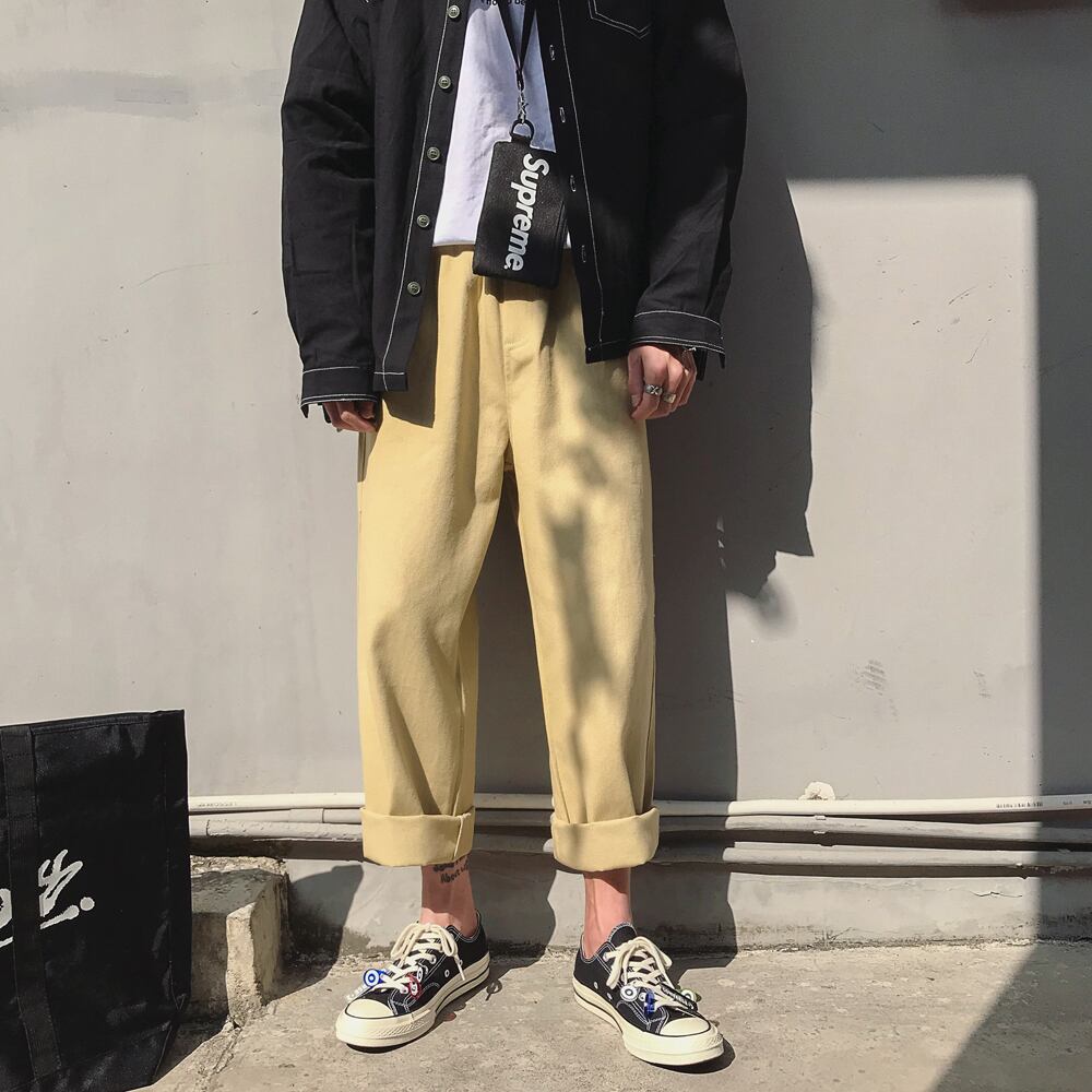 全2色 パンツ ストレート カジュアル シンプル 無地 おしゃれ