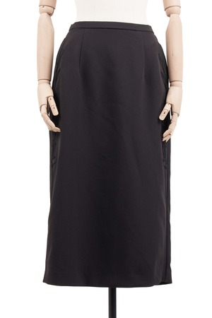 CORD EMB STRAIGHT SKIRT / BLK