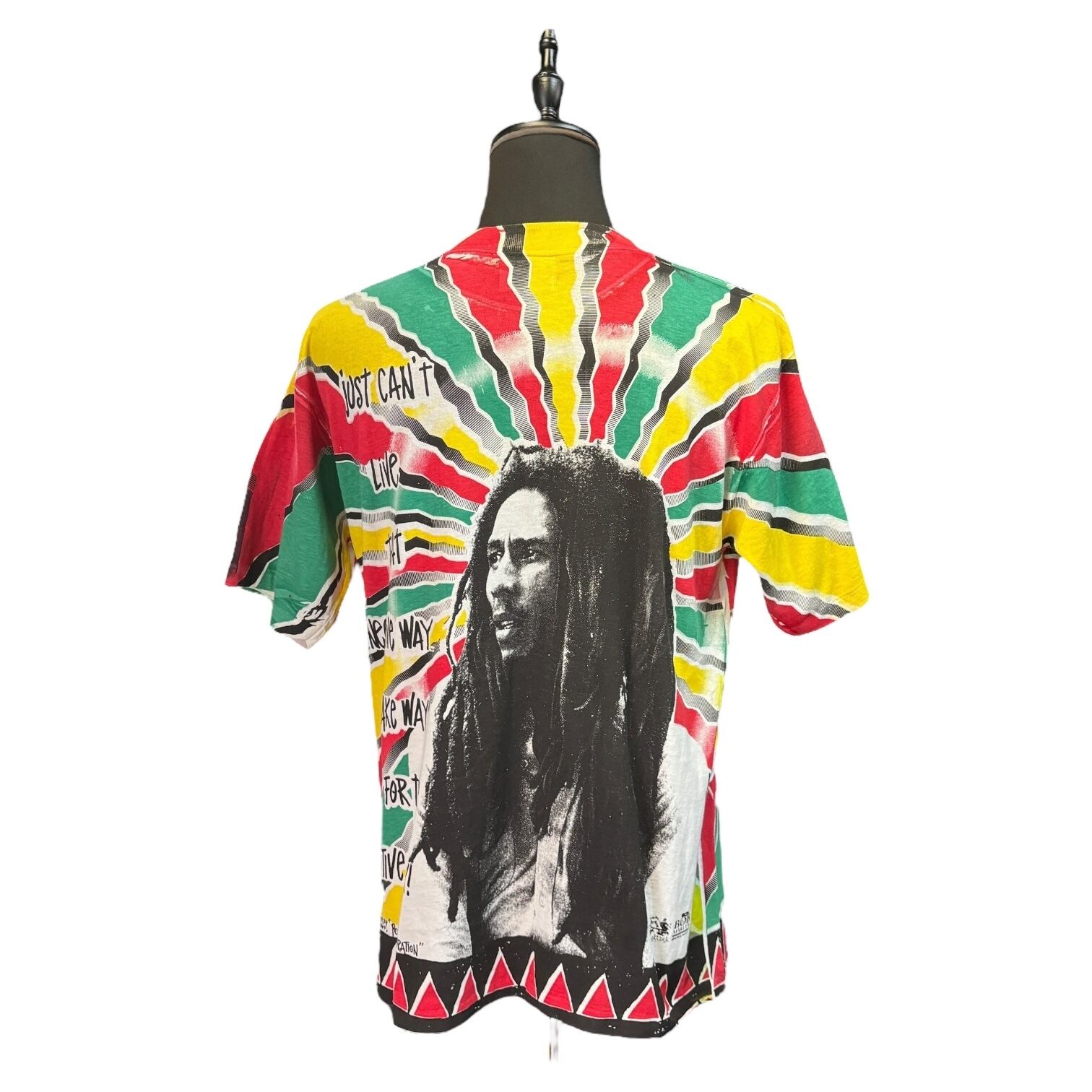 j*n様 vintage ボブマーリー　オールオーバープリントTシャツ BOB MARLEY】ボブマーリー オーバープリント 総柄ラスタ USA製