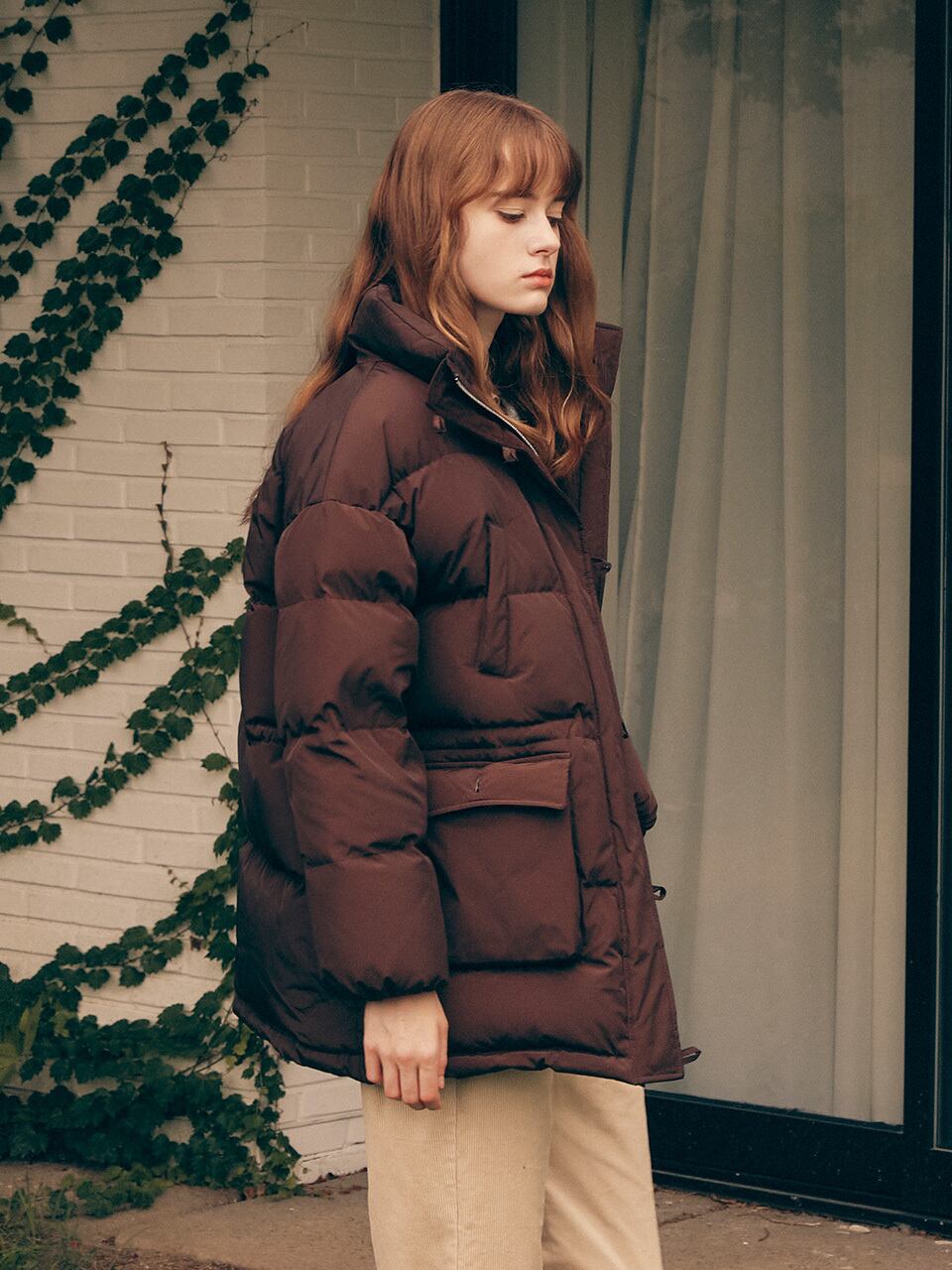 ROLAROLA] HIGH NECK DOWN MIDI PADDING BROWN 正規品 韓国