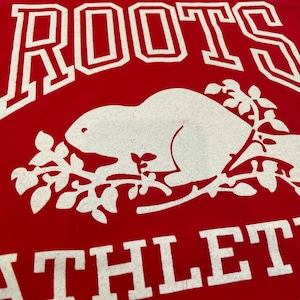 【Roots Athletes】 カナダ製 ロゴ プリント Tシャツ ルーツ Mサイズ US古着