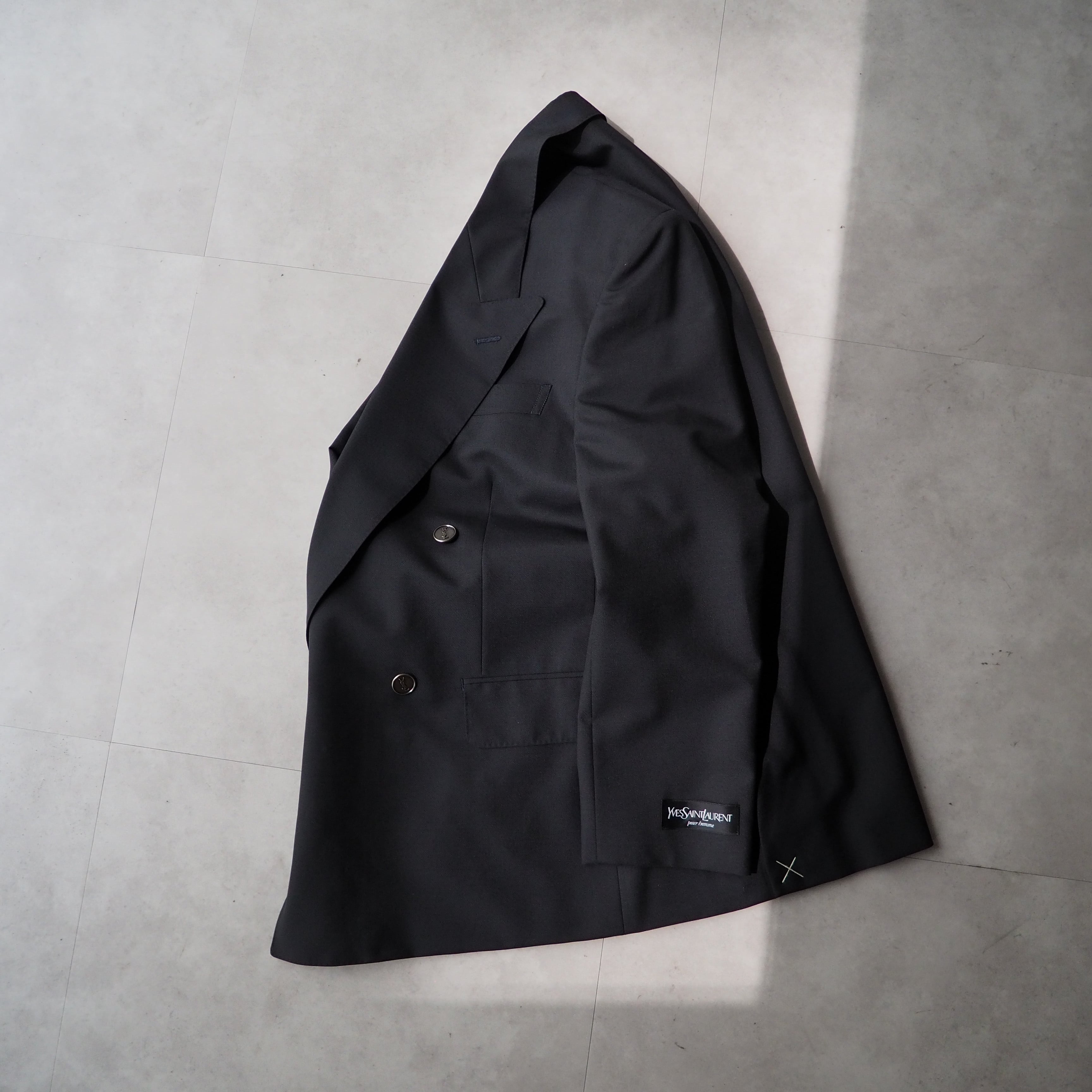 Yves Saint Laurent” navy double tailored jacket イヴ・サンローラン