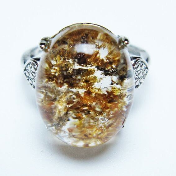 ガーデンクォーツ 指輪 ガーデン水晶 リング フリーサイズ 14号 一点物 メール便可 [M便 1/20] 115-6953