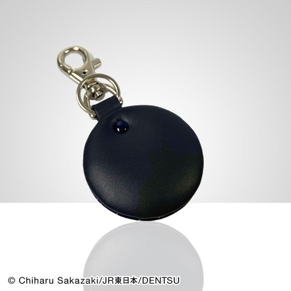 Suicaのペンギン印傳丸型キーホルダー（十色柄・黒革×白漆） | JIZAING
