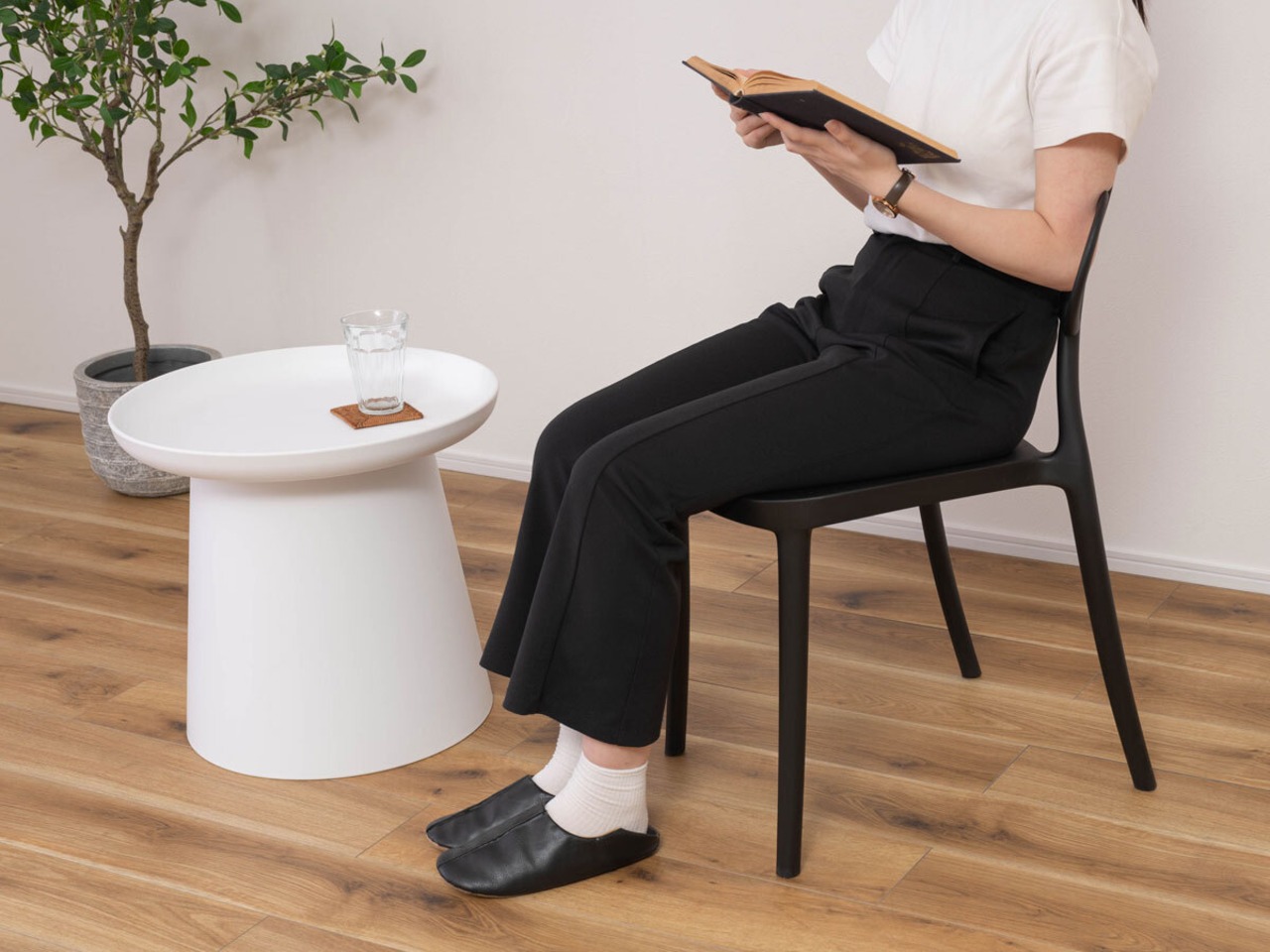 曲線デザイン 椅子 チェア(黒)・画像5