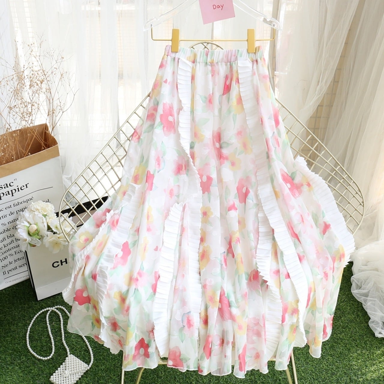 【ワンサイズ】フラワー フリルスカート