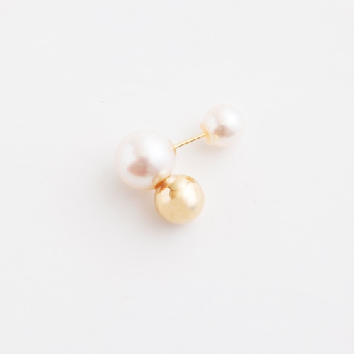 simmon／Brown Bunny Tale Pierce_Pearl+Gold（片耳）