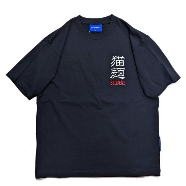 猫Tシャツ 爆食ラーメンt ネコ SEQUENZ シークエンス 半袖Tシャツ 猫麺