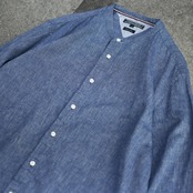 TOMMY HILFIGER cotton linen convertible sleeve shirt
