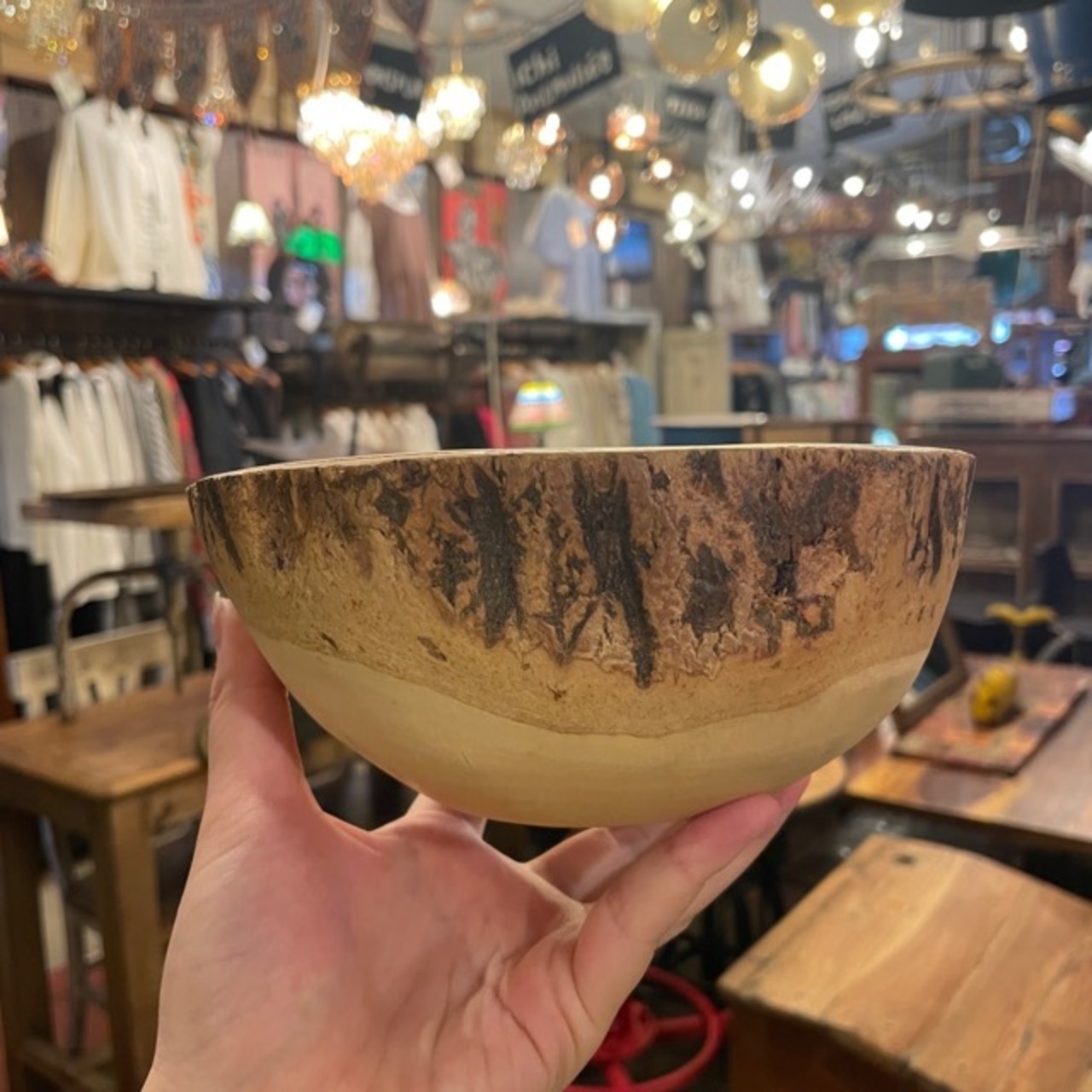Thailand Mango Wood bowl M / タイ マンゴーウッドボウルM 小物入れ 置物 収納 リビング収納 インテリア雑貨 ナチュラル ハンドメイド 切り株模様 手作り アクセサリーケース 小物収納 ギフト プレゼント