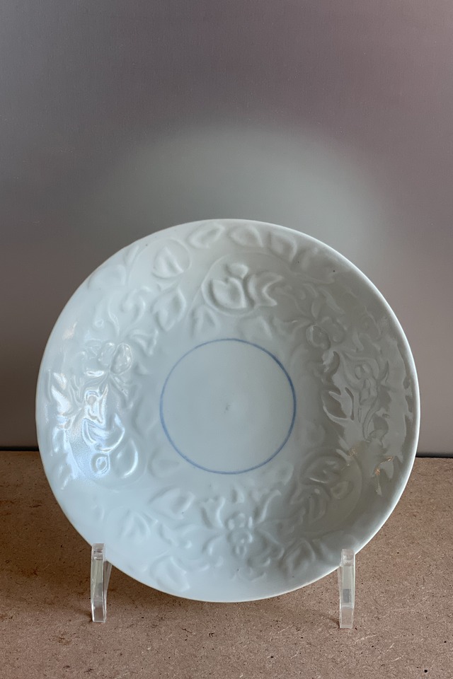 陽刻牡丹紋鉢　渡邊心平作品　WS24-02