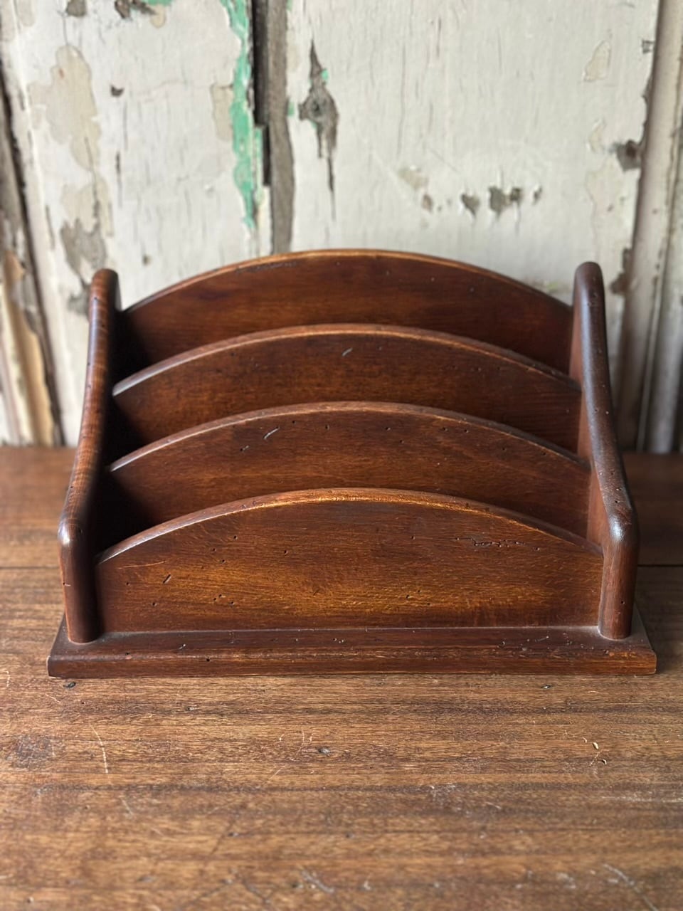 木製レターラック ブラウン 書類ケース | Brocante de La Cocotte