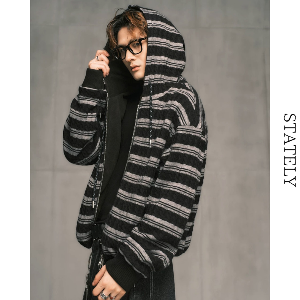 Cable Stripe ジップアップフーディー/4color__T09・画像2