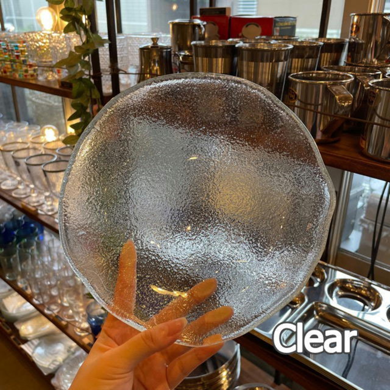 Turkey Organic Glass Bowl M  2color clear black / トルコ製 ガラス ボウル M 全2色 クリア ブラック ガラス食器 透明感 サラダボウル ニュアンス すりガラス風 キッチン雑貨 皿 食器 ギフト プレゼント