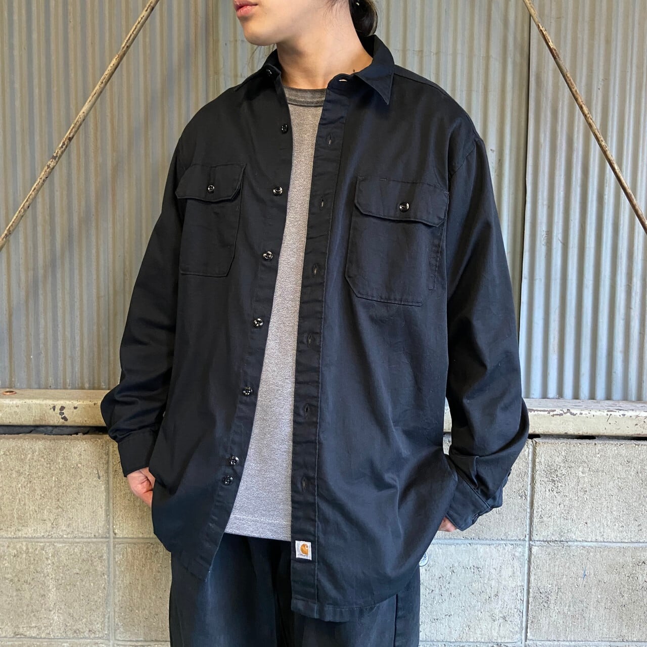 Carhartt カーハート ワークシャツ メンズL 古着 ワンポイントロゴ 