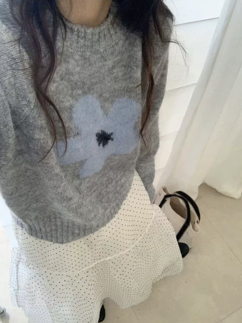 花柄デザインニットトップス | udresser