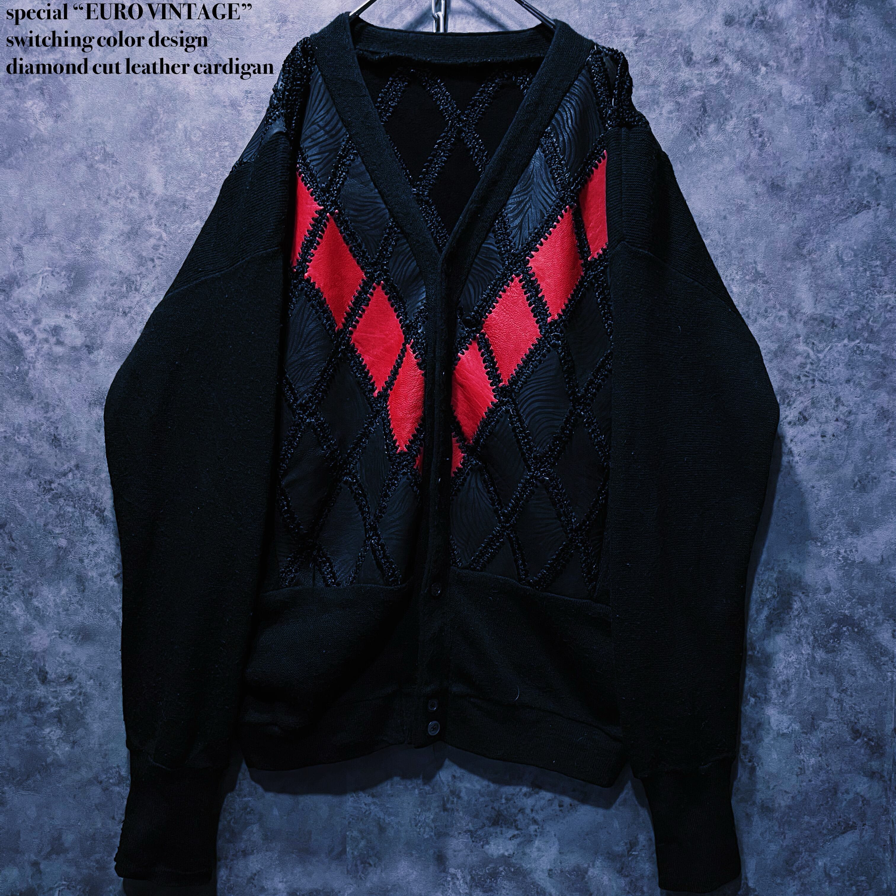 【doppio】Special vintage “MADE IN USA” patches attached design knit cardigan