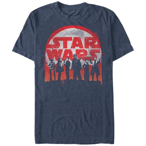 スター・ウォーズ Tシャツ Star Wars Solo: A Star Wars Story Logo Character Splatter Print Navy Blue Heather