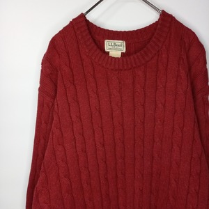 エルエルビーン　クルーネック　ケーブル編み　ニット　セーター　無地　アラン