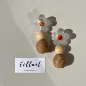 フラワー ×ウッド 大振りピアス