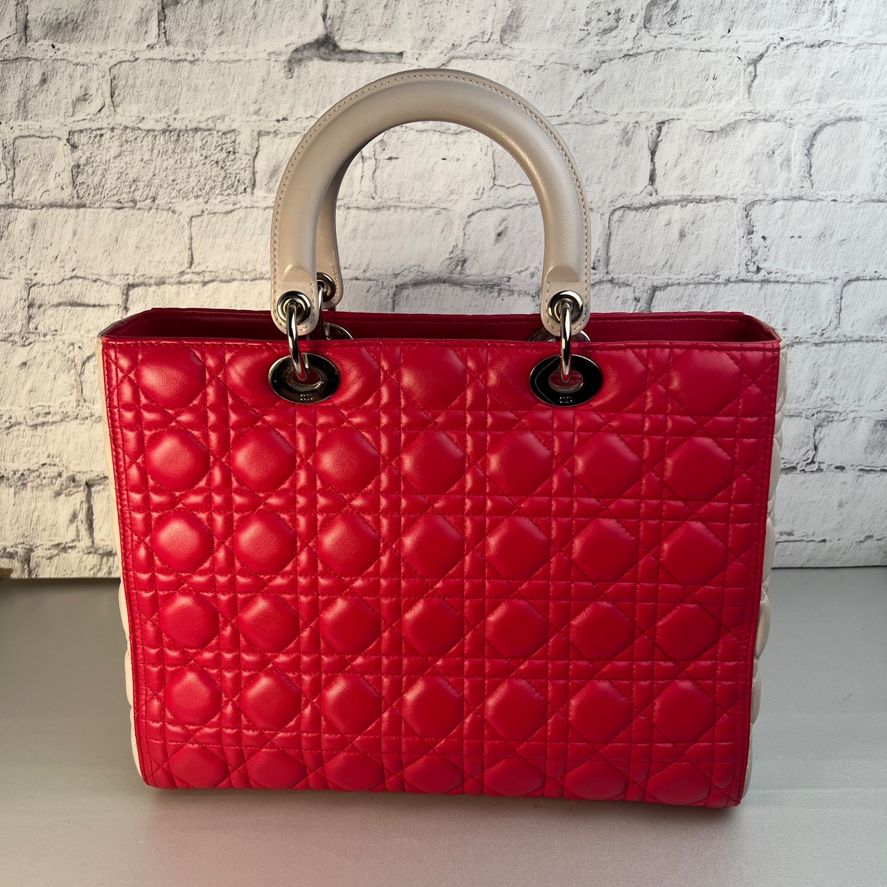 【最終処分SALE】 Dior レディディオール ２WAY レザー ハンドバッグ レッド A-10783