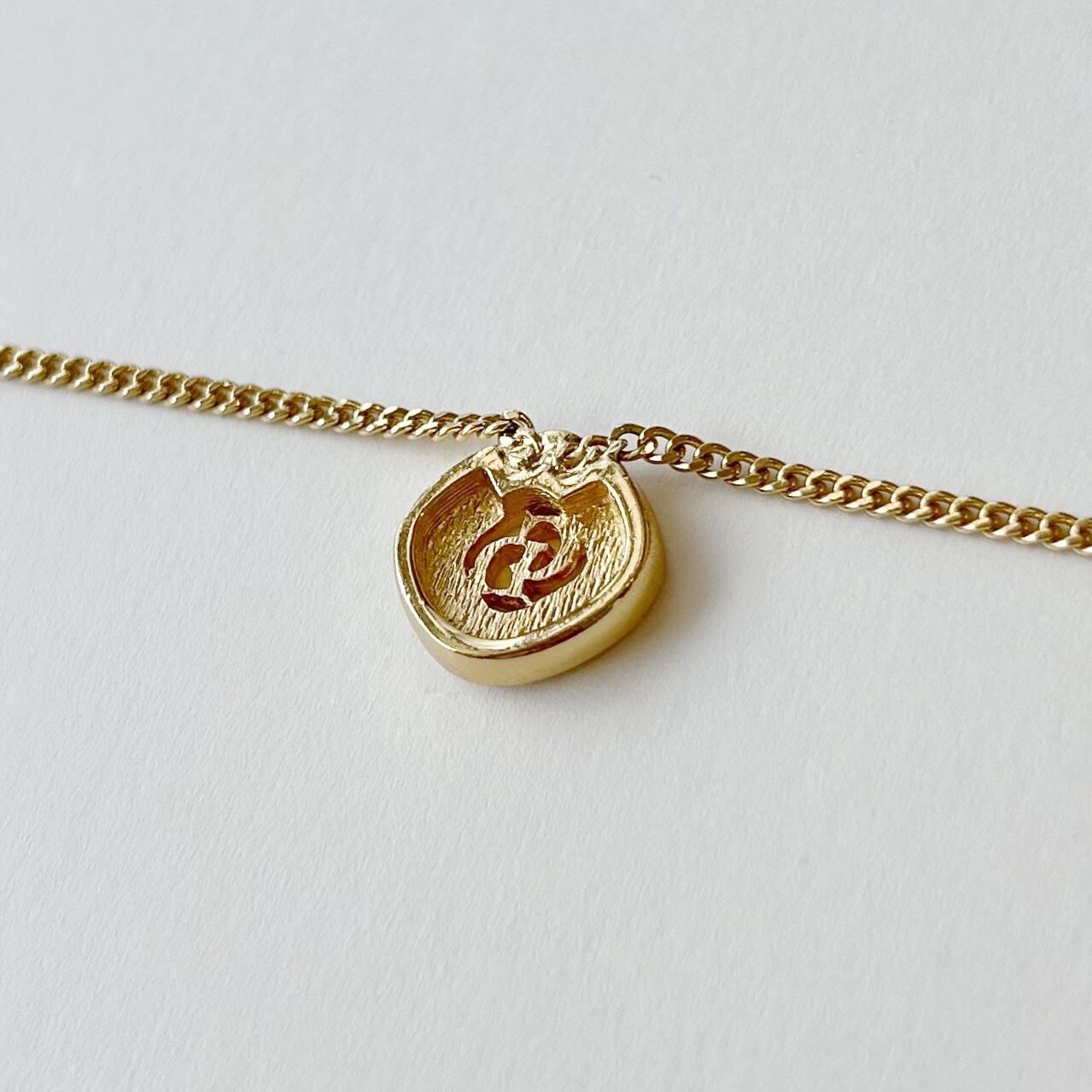 Christian Dior ネックレス N6241】Christian Dior logo square rhinestone necklace/クリスチャン
