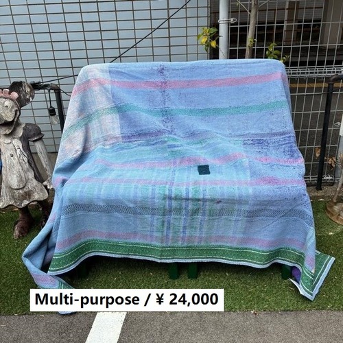 インド　ヴィンテージラリーキルト　24000-4　130×210cm　カンタ　ベッドカバー　ソファカバー　マルチカバー　ハンドメイド　１点もの　ブルー　グリーン