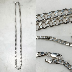 vintage silver flat link chain necklace