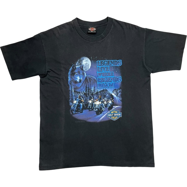 《XL》 Harley-Davidson ハーレーダビッドソン Tシャツ プリントデザイン ブラック ©️1991 シングルステッチ フェード USA製 90年代 vintage no.10591