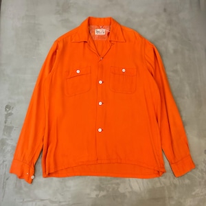 50s Vintage Rayon Open Collar Shirt