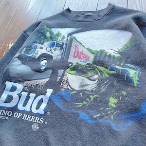 90s  Budweiser  Frog print Sweat shirt  Size LARGE