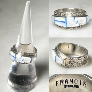 MELVIN FRANCIS silver inlay ring set with shell