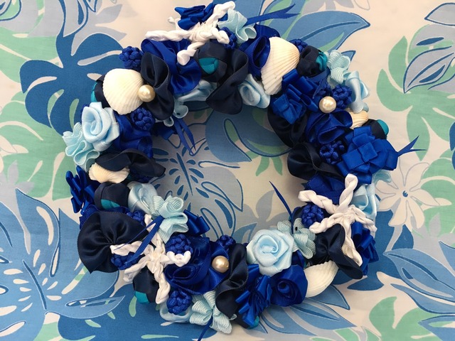 ハワイアンリボンレイ【(レシピなし)ディープ・ブルー・シー・リース】 キット