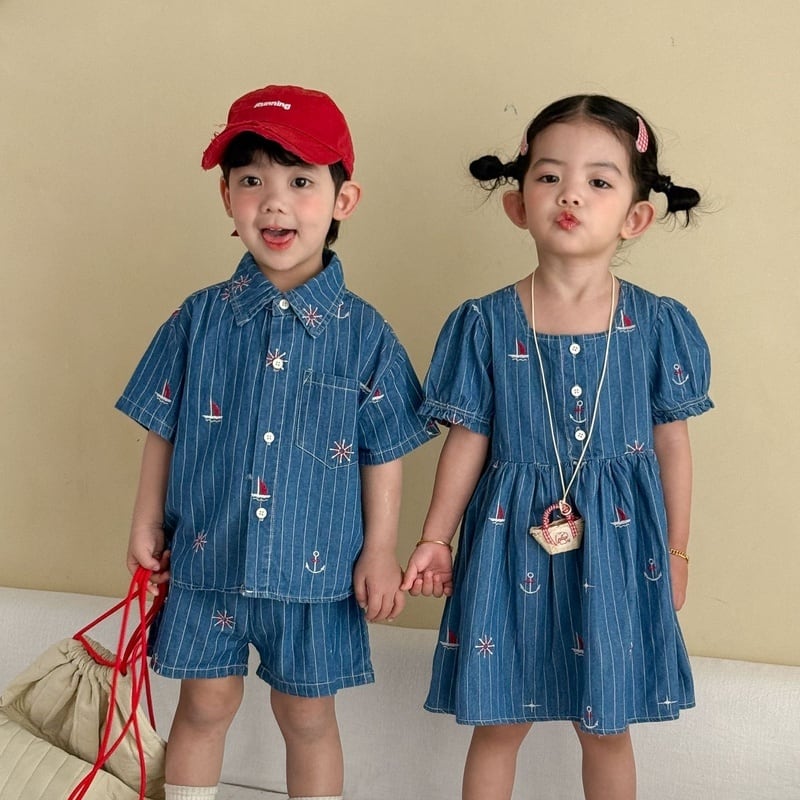 ベビーサイズセット⑤ BABY&KID】ブルーストライプセットアップ/ワンピース | Betty