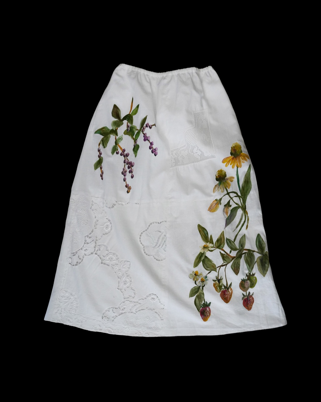 vintage lace skirt white*strawberry