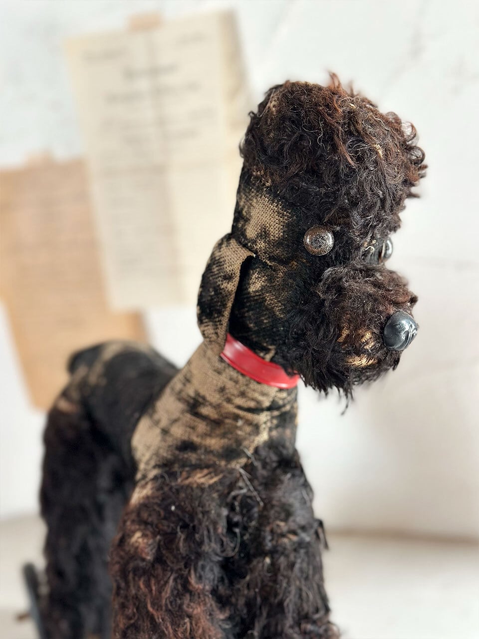 プードル　ぬいぐるみ　アンティーク風 プードルのぬいぐるみ ハニーイエロー 犬の人形 | Brocante de