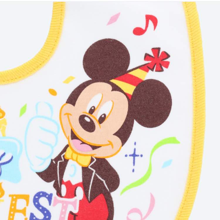 ミッキー&ミニー ベビースタイ バースデー パーク限定 東京 ディズニー ランド シー ホワイト マジックテープ よだれかけ ベビー 赤ちゃん用品 誕生日 お祝い