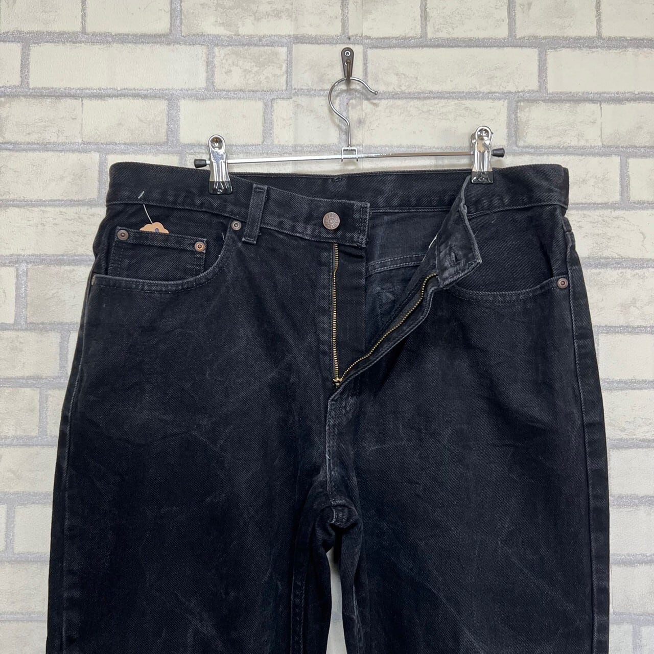 W34×L30#裾上げ済み】FADED GLORY ブラックデニムパンツ コットン100 