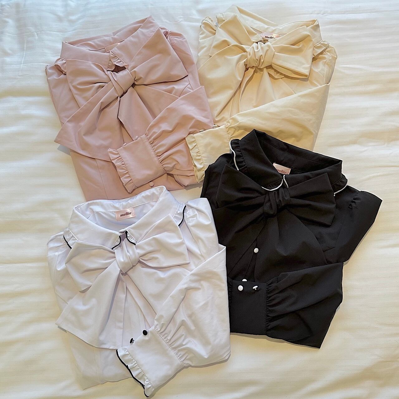 meltie 2way ribbon tie blouse