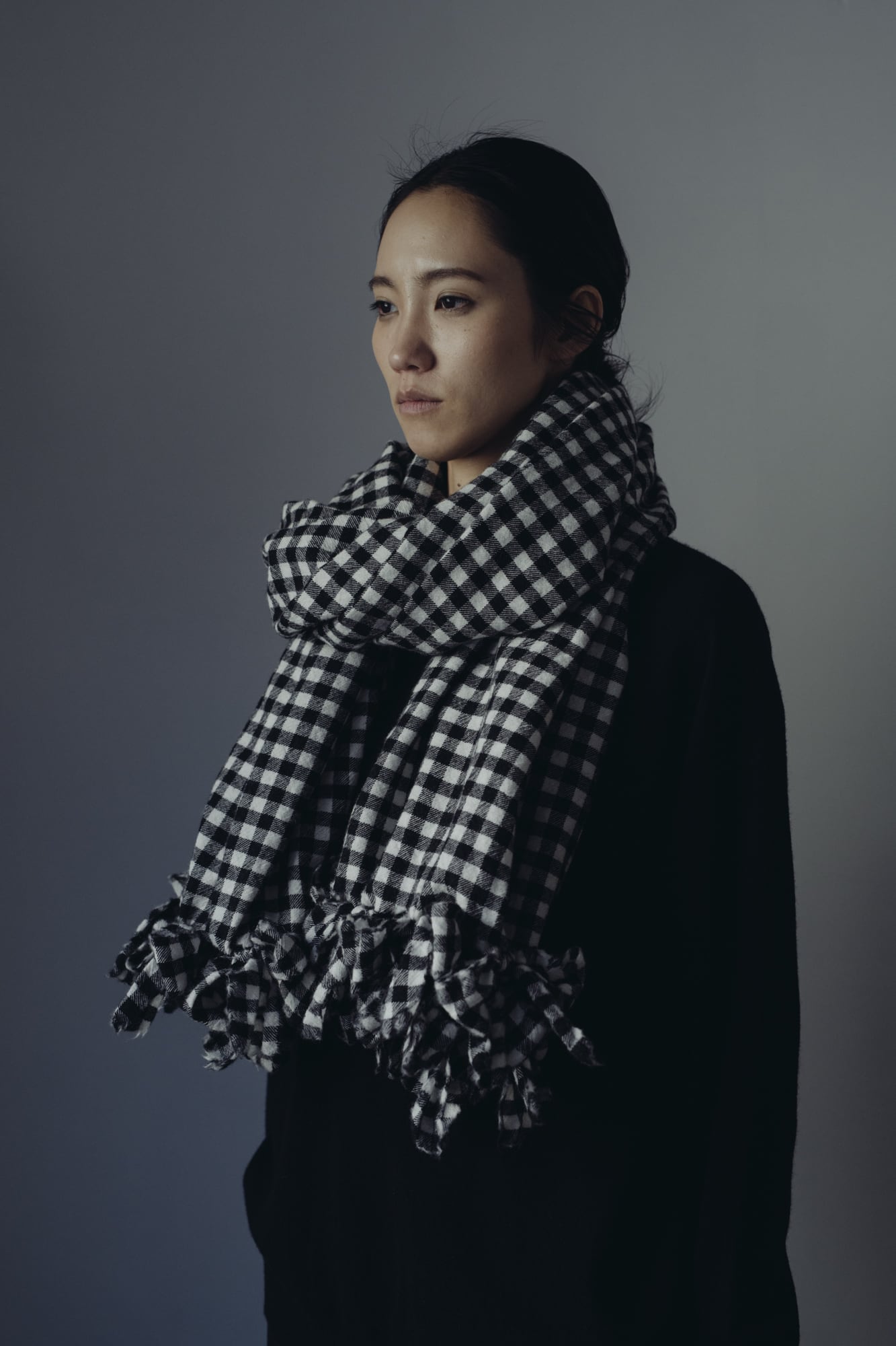 0233-2 ribbon stole / ginghamcheck