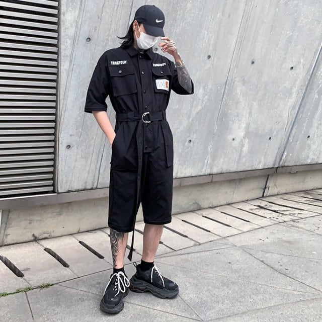 予約販売】オールインワン つなぎ 半袖 長袖 ハーフパンツ