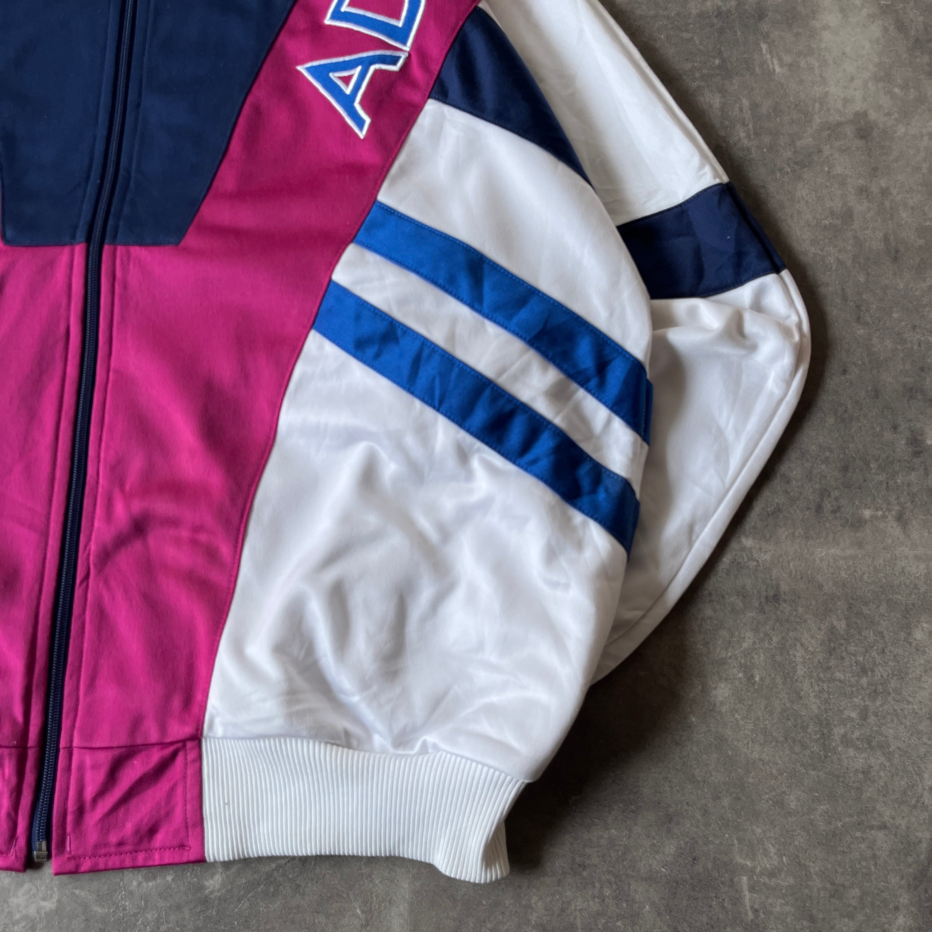 80-90s adidas トレフォイル トラックジャケット ネイビー XL相当 A127